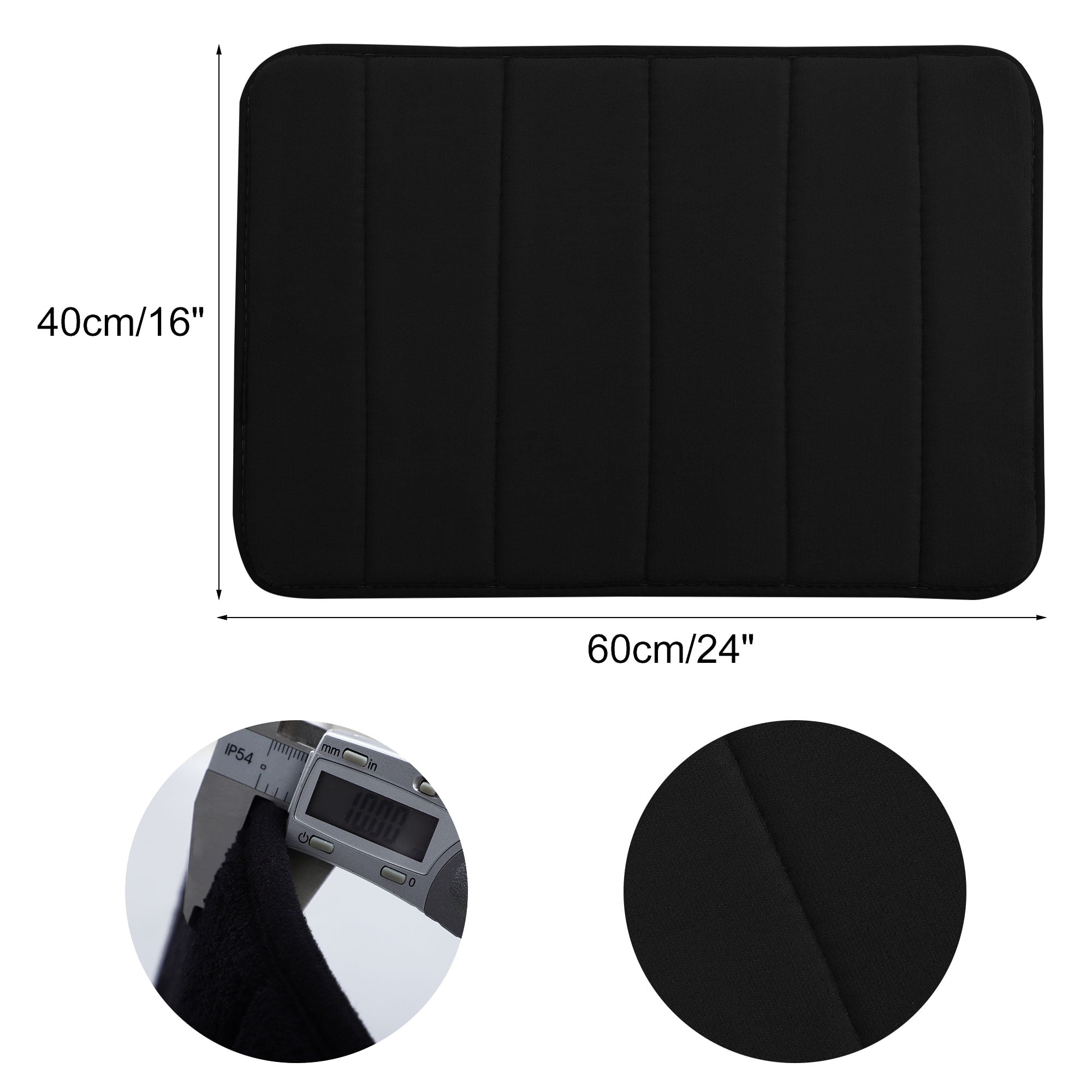 Unique Bargains Solid Contemporary Memory Foam Bath Rug Black 24"x16"