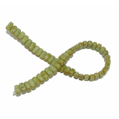- Picasso Opaque Pale Turquoise Brick 3x6mm Square Glass Czech 50 Two Hole, Loose Beads,