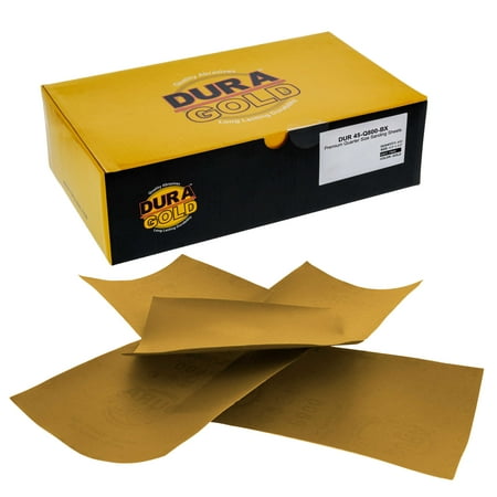 

Dura-Gold - 800 Grit Gold - 1/4 Sheet Plain Backing Sandpaper 5.5 x 4.5 - Box of 400