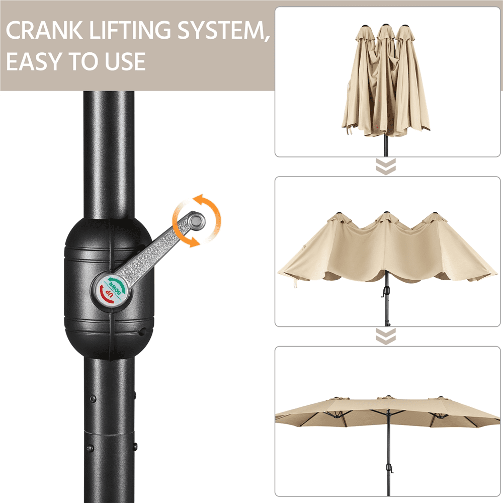 Renwick 13 FT Triple-Size Extra Large Patio Umbrella with Crank, Tan