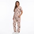 thumbnail image 4 of Yspwyqan Halloween Hat Print Scrub Sets for Women Size M, V-Neck Scrub Top & Cargo Pants 2PCS, Stretchy Fashion Holiday Medical Shirts with Pockets for Pet Grooming Healthcare, 4 of 7