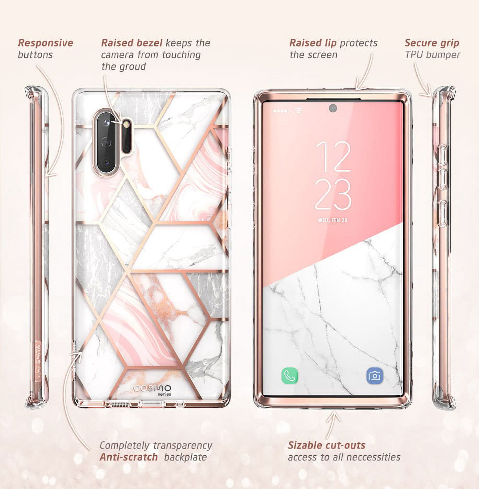 i-Blason Cosmo Series Case Designed for Galaxy Note 10 (2019 Release), Protective Bumper Marble Design Without Built-in Screen Protector(Marble)