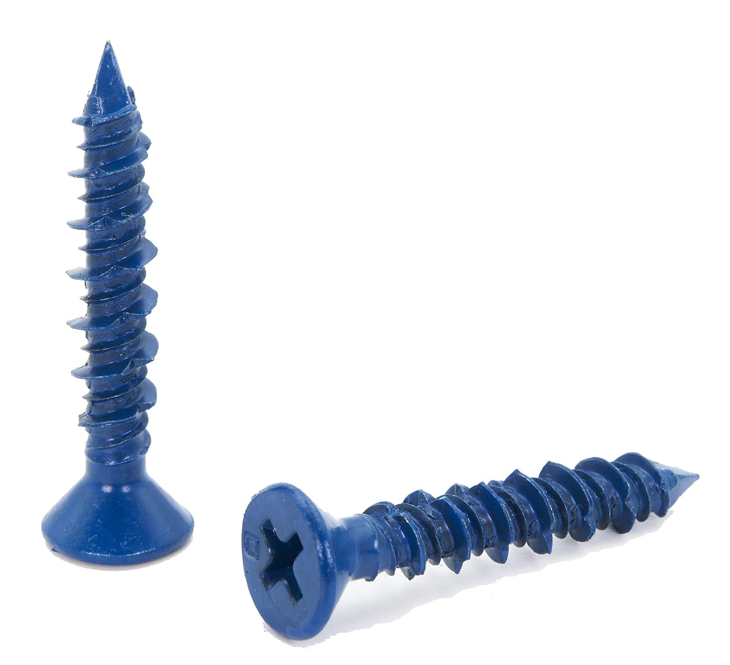 CONFAST 3/16" x 3-1/4" Blue Steel Flat Phillips Concrete Screw Anchor with Drill Bit (100 per Box)
