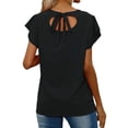 thumbnail image 5 of Women Strappy Back Cutout Short Sleeve Round Neck Plain Tee Shirt, 5 of 5