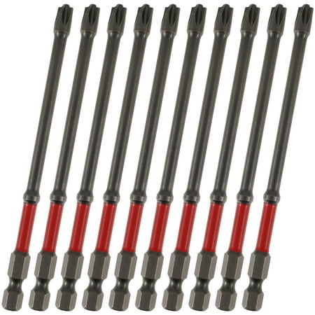 

10Pcs Magnetic Anti Slip Screwdriver Bit Set S2 Steel Electrician Impact Driver Bit 1/4inch Hex Shank Flat Slotted Cross Head Screw Driver Long Drill Bit Electric Screwdriver Bit