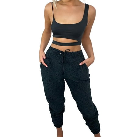 

Springcmy Womens Plush Fluffy Pajama Pants Lounge Pants Sleepwear Pockets