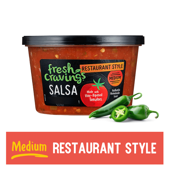 Fresh Cravings Restaurant Style Medium Salsa, 16 oz., Recyclable Plastic Tub, Refrigerated