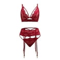 thumbnail image 3 of Gibobby Sujetador De Encaje Para Mujer Lencería Sexy para Mujer Vestido De Dormir Profundo Empalme De Encaje Ahueca hacia Fuera Mini Lenceria Body Mujer(Rojo, G), 3 of 5