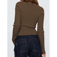 thumbnail image 5 of Women'S Long Sleeve Cardigan Open Front Knit Cropped Sweaters Fall V Neck Button Down Jacket Tops Coffee XL, 5 of 8