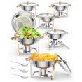 thumbnail image 1 of Ensemble de Buffet de 5QT 2 Paquets de Plats à Friction avec Friteuses et Réchauffeurs Ronds en Acier Inoxydable NSF, Comprend Couvercle et Support de Couvercle, Cuillère et Pince, Or, Idéal pour Événements de Restauration, Fêtes, Mariages et Dîners, 1 of 8
