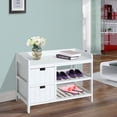 thumbnail image 2 of HomCom Wooden Shoe Rack Bench Organizer With Drawers, White, 2 of 9