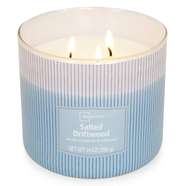 Mainstays 14oz 3-Wick Textured Wrapped Candle with Salted Driftwood Fragrance