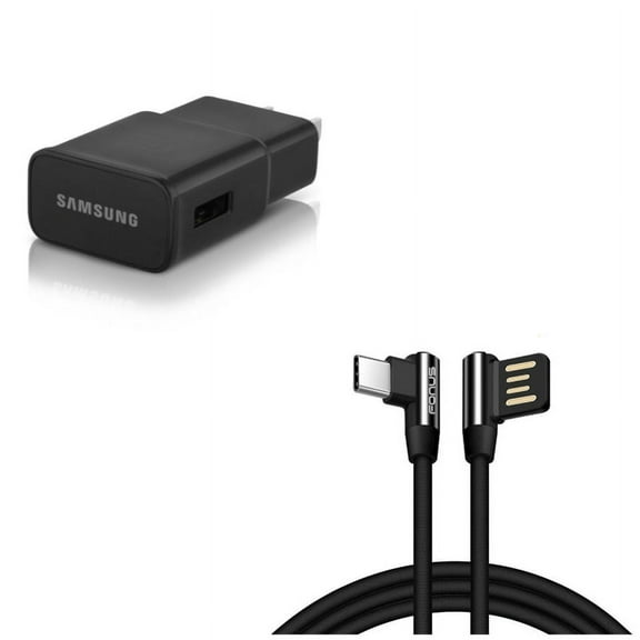 Adaptive Fast Home Charger w 10ft Type-C Angle USB Cable Q1A for Blackberry Key2, KEYone, LE - BLU G9, Vivo XI Plus 5 - CAT S61 S48c - Coolpad Legacy - Essential Phone (PH-1) - Google Pixel XL