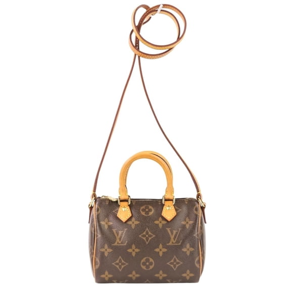 Pre-Owned LOUIS VUITTON Nano Speedy Monogram Shoulder Pouch Mini Bag M61252 Brown Women's