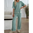 thumbnail image 4 of SWSMCLT Women's Baggy 2 Piece Outfit Autumn Crew Neck Date Breathable Comfy Matching Set Billowy Matching Outfit Light Green Large, 4 of 4