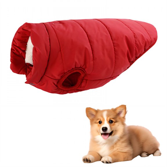TELOLY 1Pcs Dog Winter Coat,Polyester Dog Coats for Small Dogs,Dog Sweaters,Red,M