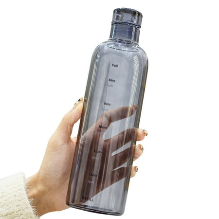

Greenred 500ML Water Bottle Leak-proof Time Scale Print Transparent High Borosilicate Teaware Bottle for Office