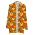 thumbnail image 4 of Odeerbi Halloween Pumpkin Cardigan for Women Vintage Fall Open Front Cardigan 2024 Long Sleeve Printed Jacket Purple, 4 of 5