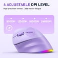 thumbnail image 4 of Meetion Left-Handed Vertical Ergonomic Mouse, Rechargeable, RGB, Purple - for PC/Mac, 4 of 9