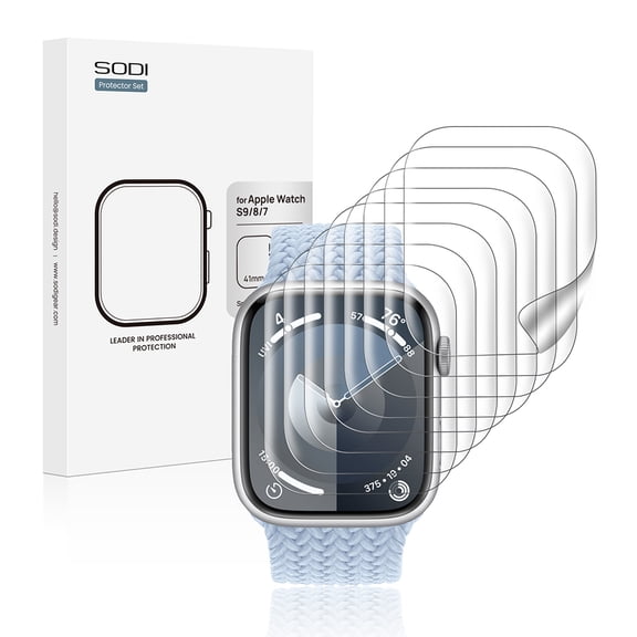 SODI SP04 8-Pack Screen Protector for Apple Watch S9/S8/S7(41mm), Anti-Scratch, Touch Sensitive, Soft HD TPU Film, Bubble Free, Clear