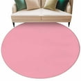 thumbnail image 2 of Pink 7ft Round Rug, Farmhouse Solid Pink Color Modern Art Non-Skid Rubber Backing Large Area Rugs - Living Room Bedroom Home Office, Indoor Floor Mat Carpets Washable Rug, 2 of 9