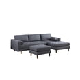 thumbnail image 2 of Benjara Ryle 104 Inch Sectional Sofa, Reversible Chaise, Pillows, Dark Gray Velvet, 2 of 5