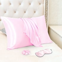 PiccoCasa Set of 2 King Satin Pillowcase Durable&Soft Zippered Pink