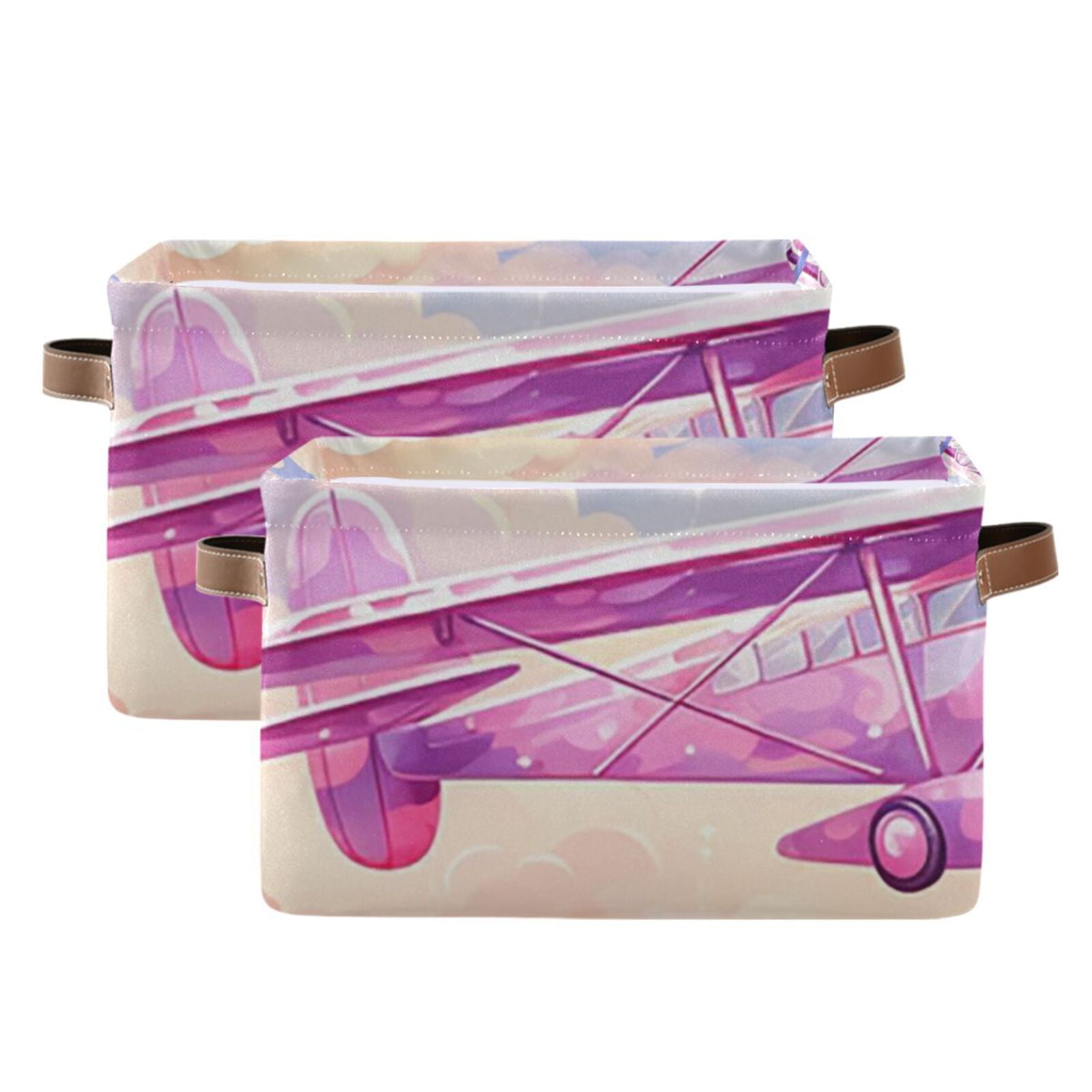 Aircraft Clouds Pink Airplane Storage Bins Baskets With Handles Storage Box Clothes Organizer Organization Toys