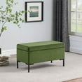thumbnail image 2 of HomePop Medium Storage Bench with Metal Legs, 32"W x 16.5"D x 17.5"H, Green Velvet, 2 of 12