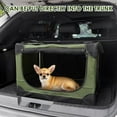 thumbnail image 5 of Soft Small Dog Crate - 24 inch Portable Travel Puppy Crate for Small Pets or 2 Cats, Collapsible Pet Carrier with 4 Mesh Doors, Car Kennel for Dogs with Handle for Indoor and Outdoor, Green, 5 of 8
