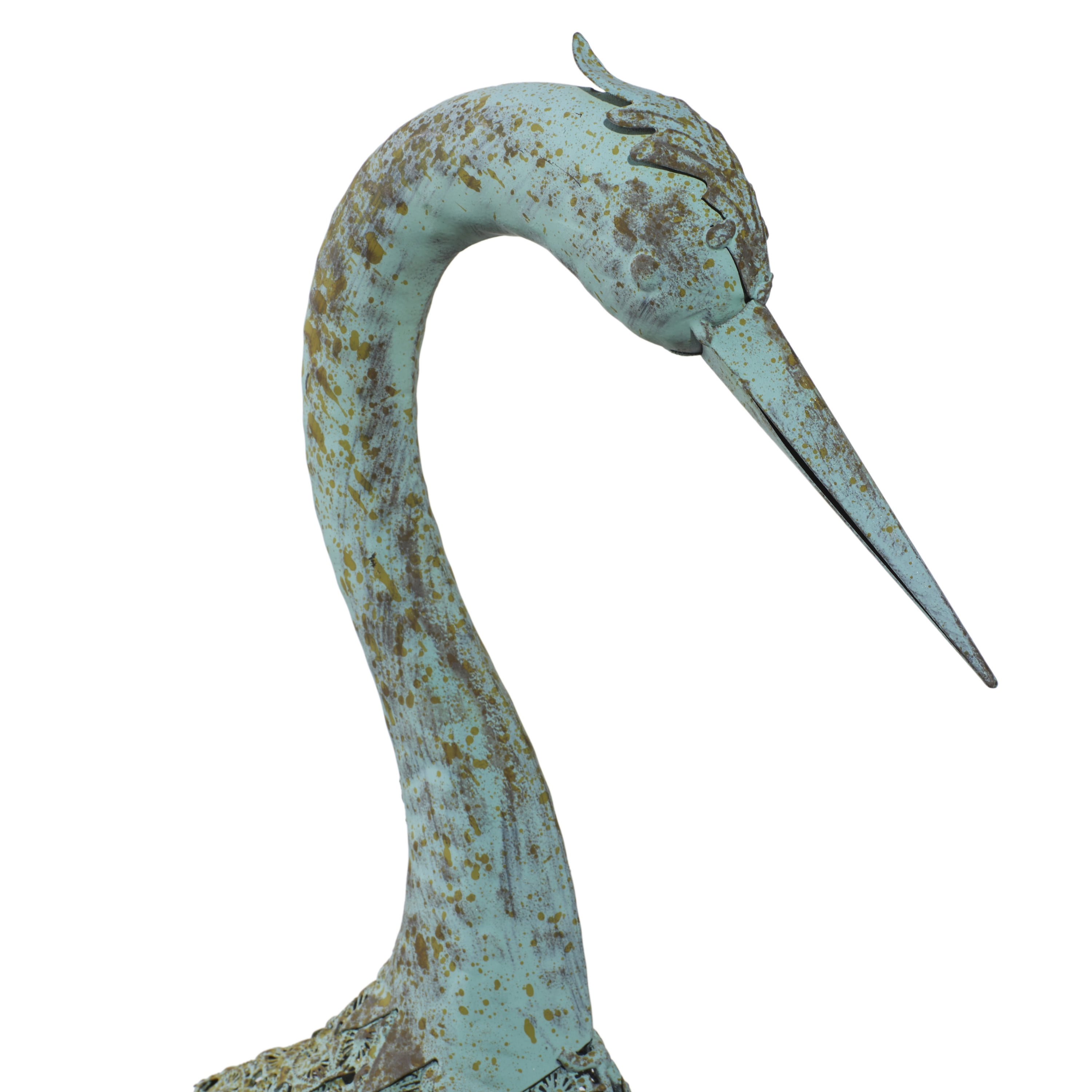 DecMode 40" Indoor Outdoor Standing Crane Garden Sculpture with Coiled U Shaped Feet (2 Pack)