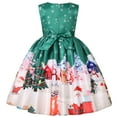 thumbnail image 3 of Girls Christmas Princess Dress Santa Claus Print Ruffle Tutu Party Dress, 3 of 7