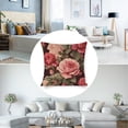 thumbnail image 5 of Pillowcase Vintage Elegant Popular Rose Floral Outdoor Square Pillow Cushion Cases Pink Rose Flowers Leaf Shabby Chic Beige Pink Throw Pillow 16"x16" Home Sofa Decor Pillowcase, 5 of 7