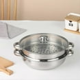 thumbnail image 4 of Stainless Steel Steamer Pot For Cooking 2-tier Steaming Pot With Ear For Dumplings Vegetables Dishes6417242421779, 4 of 4