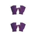 thumbnail image 1 of Sonducket 1 par de guantes sin dedos, tejido artesanal, cubierta de medio dedo, accesorio de ropa, calentador de manos con Color sólido para Violeta 2piezas, 1 of 6