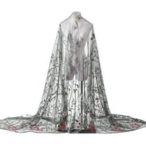 1 pc Flower Pattern Polyester Fabrics Wedding Gauze Embroidery Fabric for Costume Making Black 1600mm 3 yards/pc