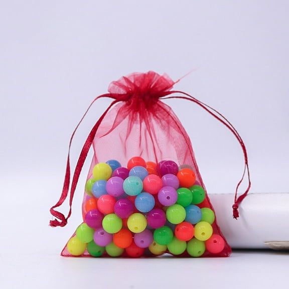 Raindrops Small Bags Organza Drawstring Bags Dark Red 100Pcs