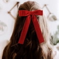 thumbnail image 4 of 2Pcs Velvet Red Bows Girls Hair Clip Ribbon Accessories for Baby Toddlers Teens Kids, 4 of 5