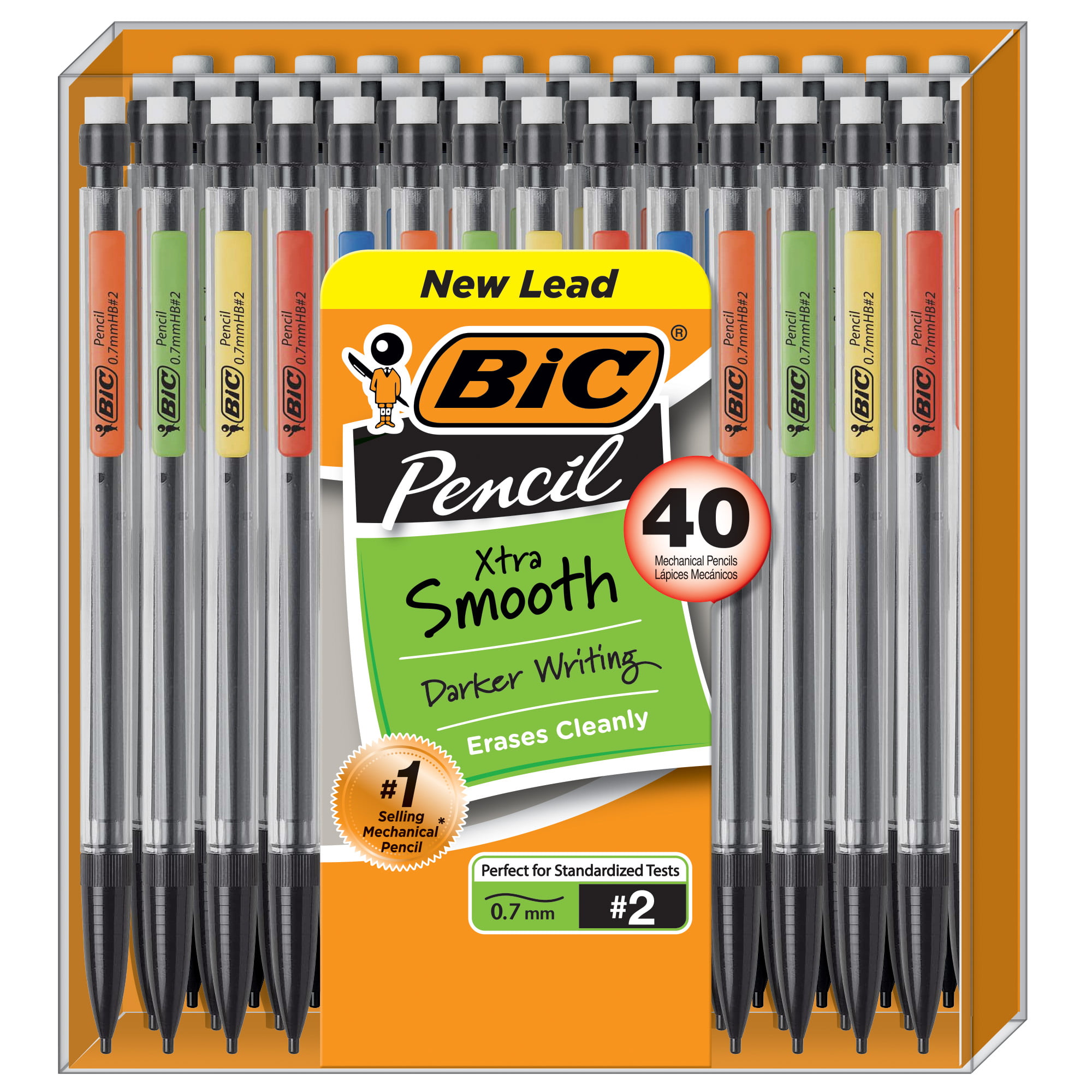 Thick Point Doesnt Smudge and Erases Cleanly 0.9mm New Version Xtra-Strong Mechanical Pencil Colorful Barrel 24-Count 