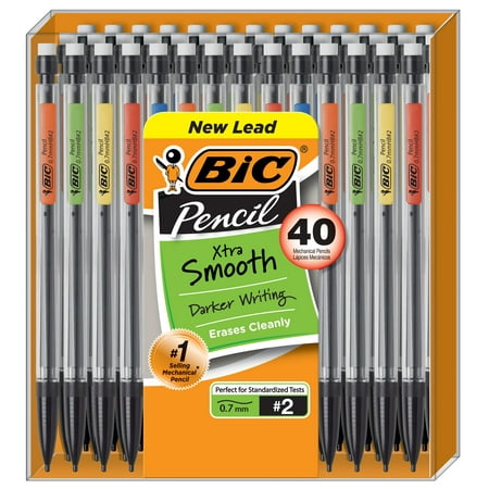 BIC Xtra-Smooth #2 Mechanical Pencils, Medium Point (0.7mm), 40 Pack