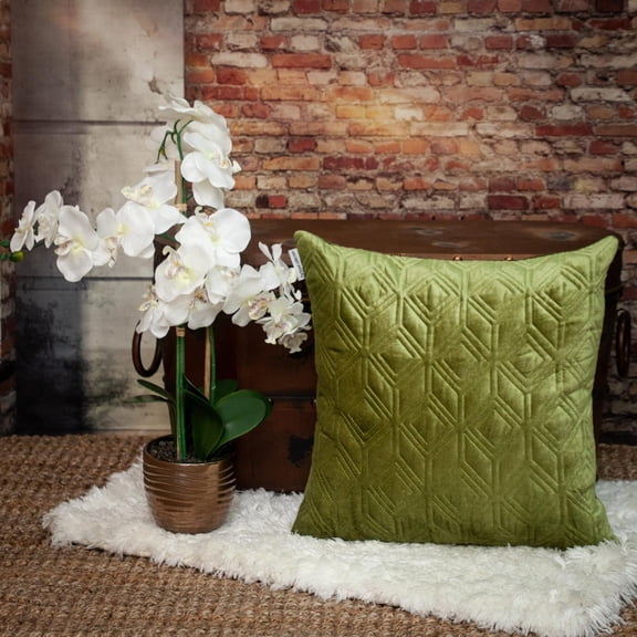 Nassau Collection Tufted Geometric Diamond Stitch Square Lumbar Throw Pillow - 20" - Green