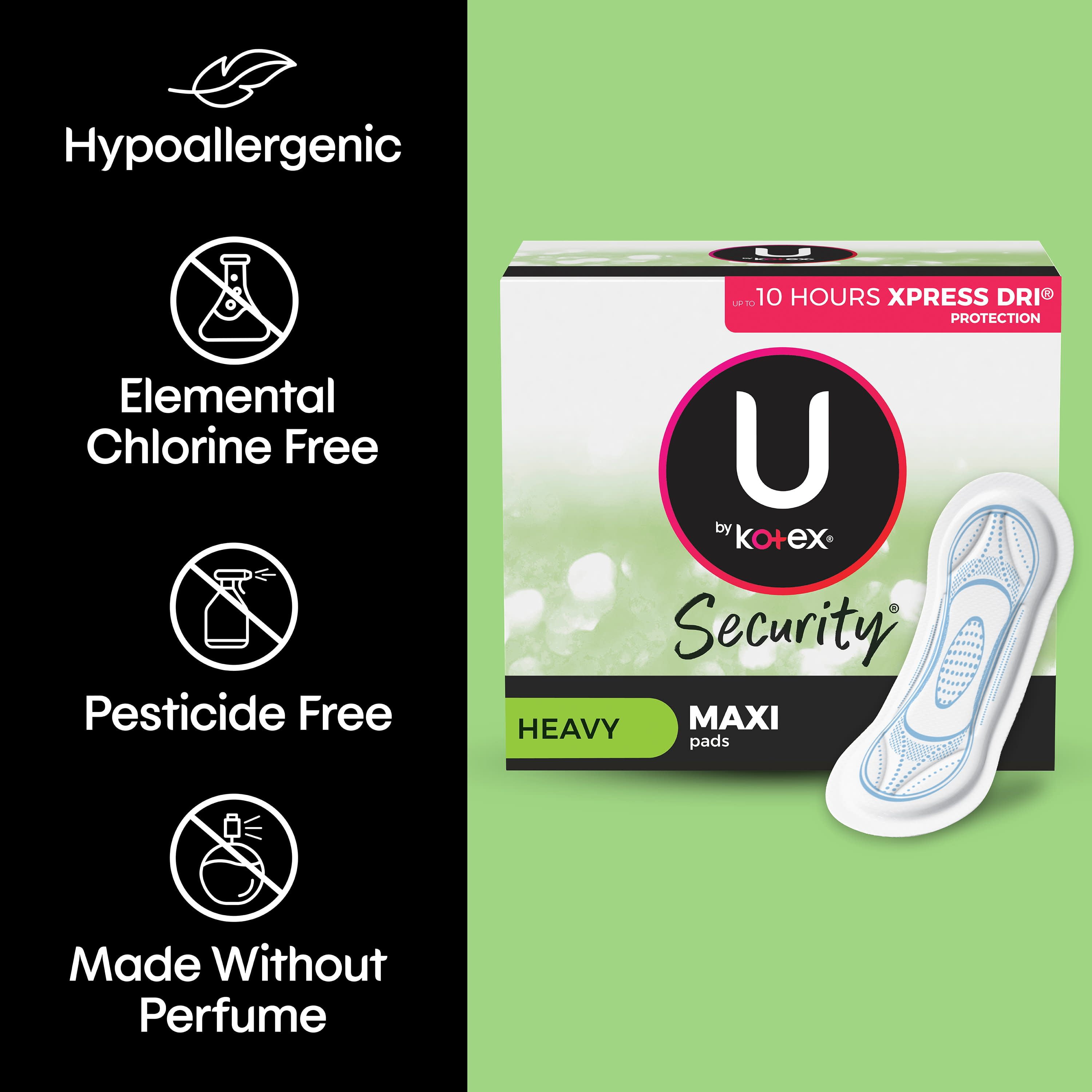 U By Kotex Security Maxi Feminine Pads Heavy Absorbency Unscented 44 Count Walmart Com Walmart Com