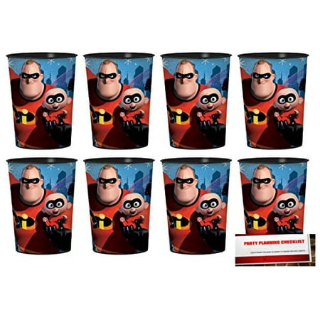 Planning A Christmas Party Checklist Disney Incredibles 2 8 Pack Plastic Favor Cups 16oz (Plus Party Planning Checklist by Mikes Super Store) ()
