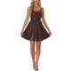 thumbnail image 1 of Vestido de tanque INSPIRE CHIC para mujer, sin mangas de cuero sintético, vestido mini en línea A, color marrón, 1 of 6