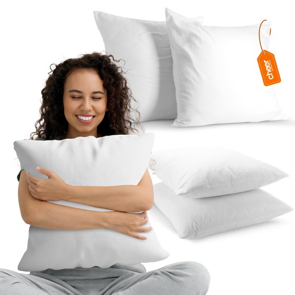 Cheer Collection Throw Pillows - Decorative Square Pillows for Bed and Couch - Snuggy 26x26 Euro Pillow Inserts with Cover - Perfect Throw Pillow Inserts for Small Decorative Pillows