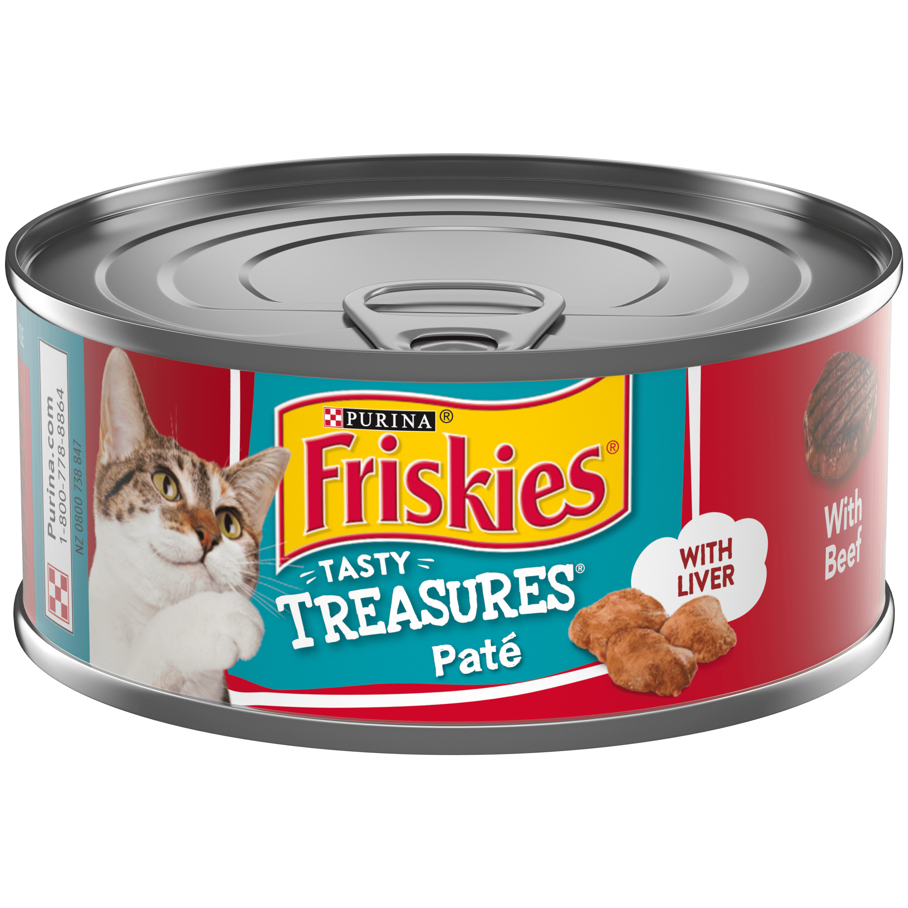 (24 Pack) Friskies Pate Wet Cat Food, Tasty Treasures With Liver & Beef