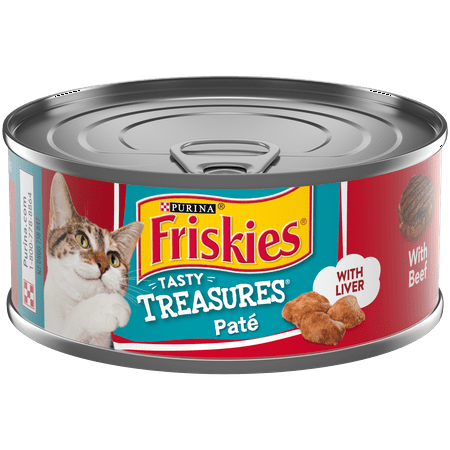 Friskies Pate Wet Cat Food, Tasty Treasures Beef & Liver Dinner With ...