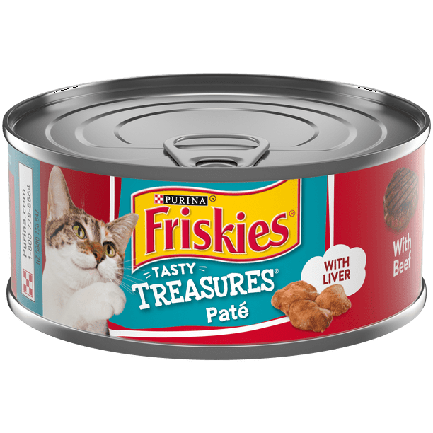 (24 Pack) Friskies Pate Wet Cat Food, Tasty Treasures With Liver & Beef