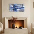 thumbnail image 4 of Abstract Oil Paint Canvas Wall Art, Royal Blue Graffiti Distressed Color Block Wooden‑Stretched Canvas Print Artwork, Home Wall Decor for Living Room Bedroom Office 40"Lx20"W, 4 of 9