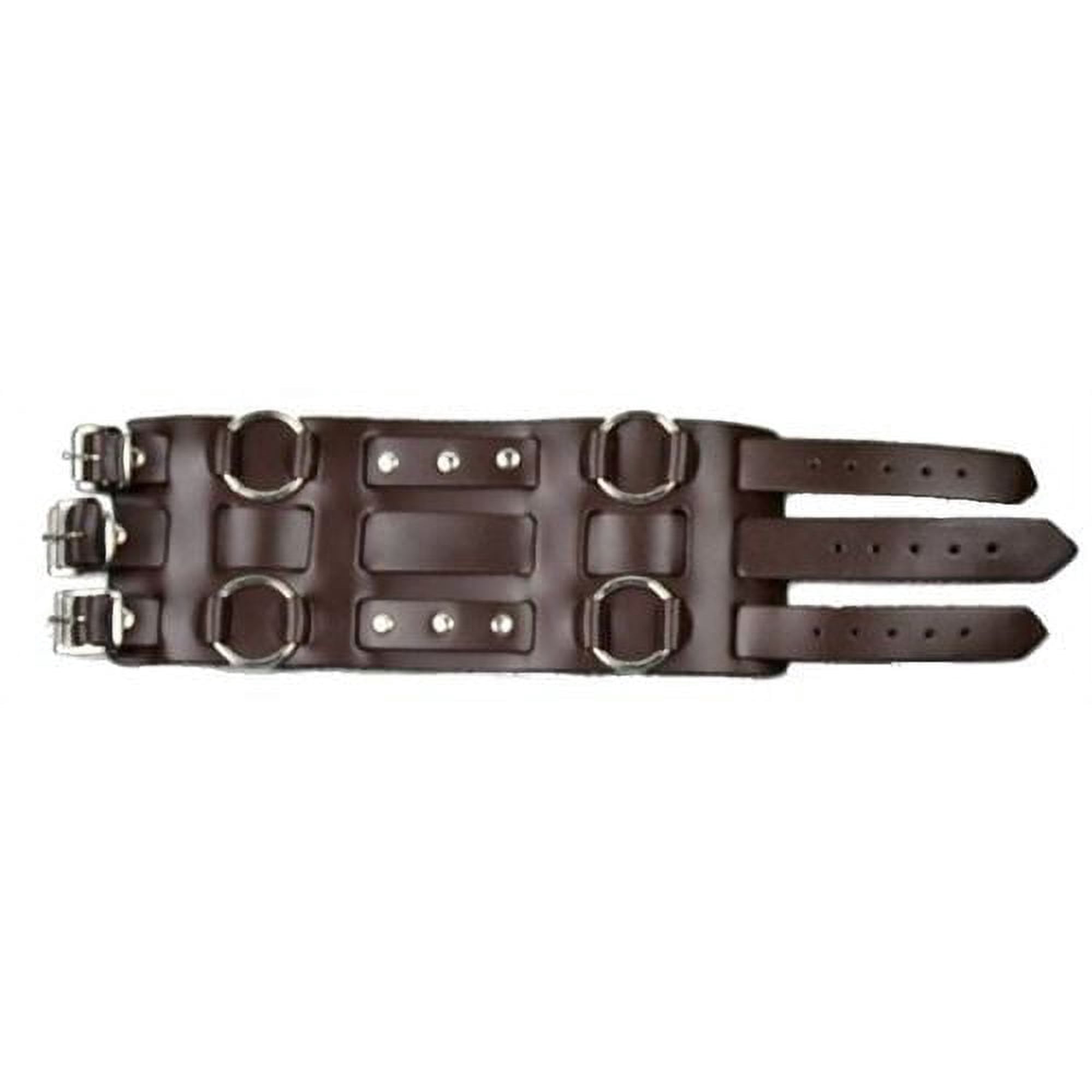 Men's 70's Style Brown Leather Extra Wide Watch Band, 3-Strap Studded, USA Made